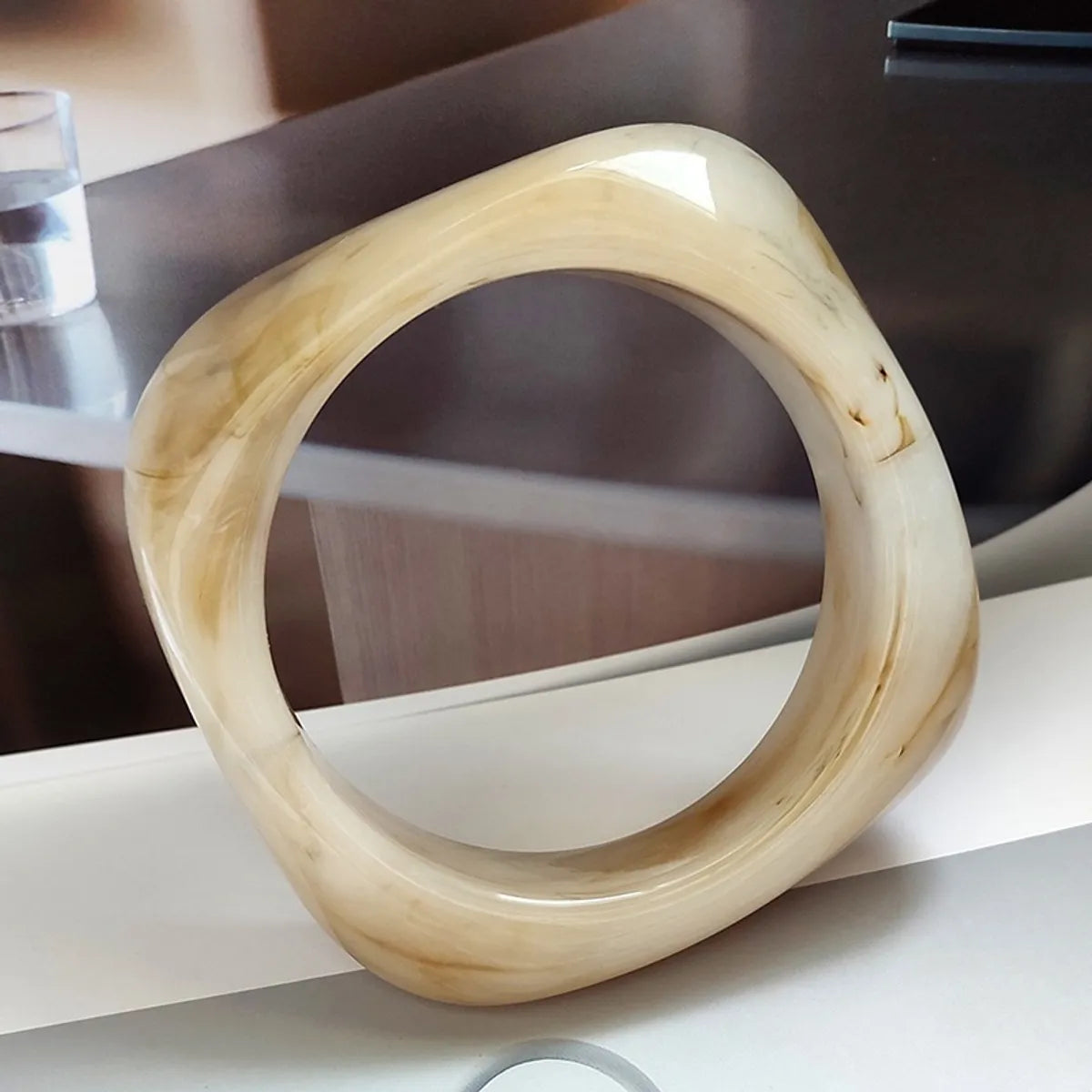 Simple Style Marble Arylic Resin Wholesale Bangle