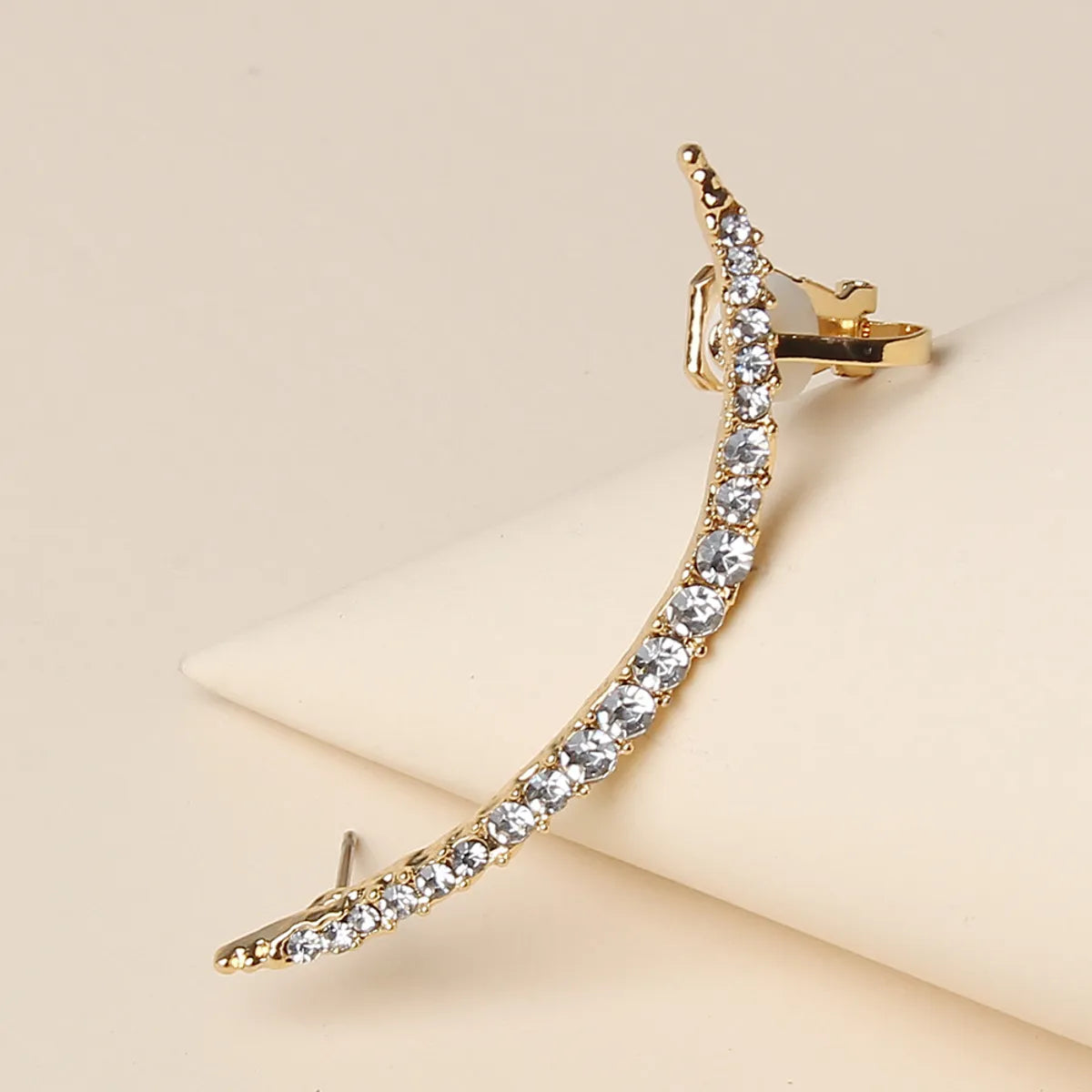 Simple Style Moon Alloy Inlay Rhinestones Women's Ear Clips