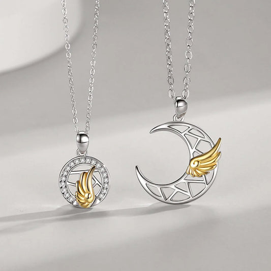 Simple Style Moon Alloy Plating Couple Pendant Necklace