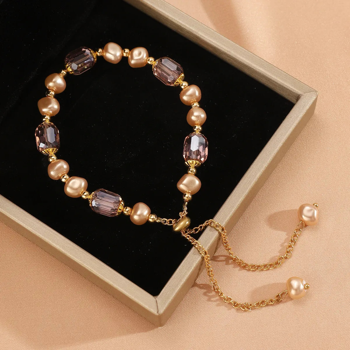 Simple Style Moon Flower Bow Knot Imitation Pearl Alloy Wholesale Bracelets