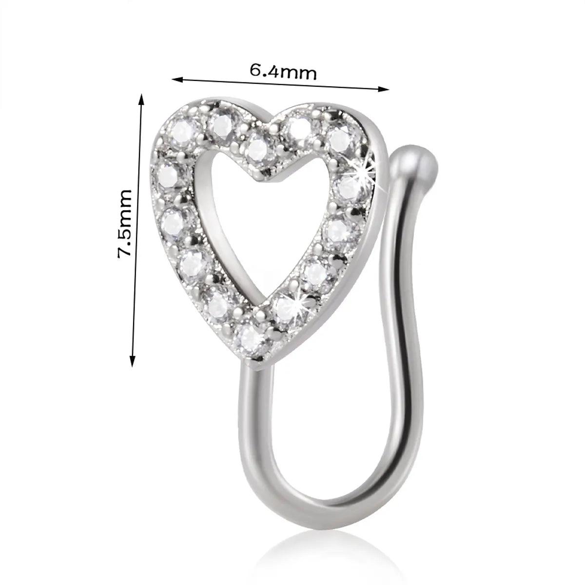 Simple Style Moon Heart Shape Copper Nose Ring In Bulk