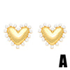 Simple Style Moon Heart Shape Dragonfly Copper Plating Inlay Pearl Zircon Ear Studs 1 Pair