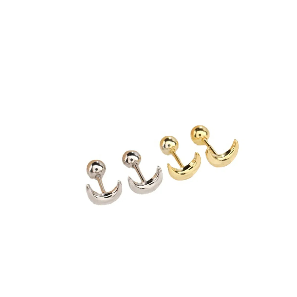 Simple Style Moon Silver Plating Ear Studs 1 Pair