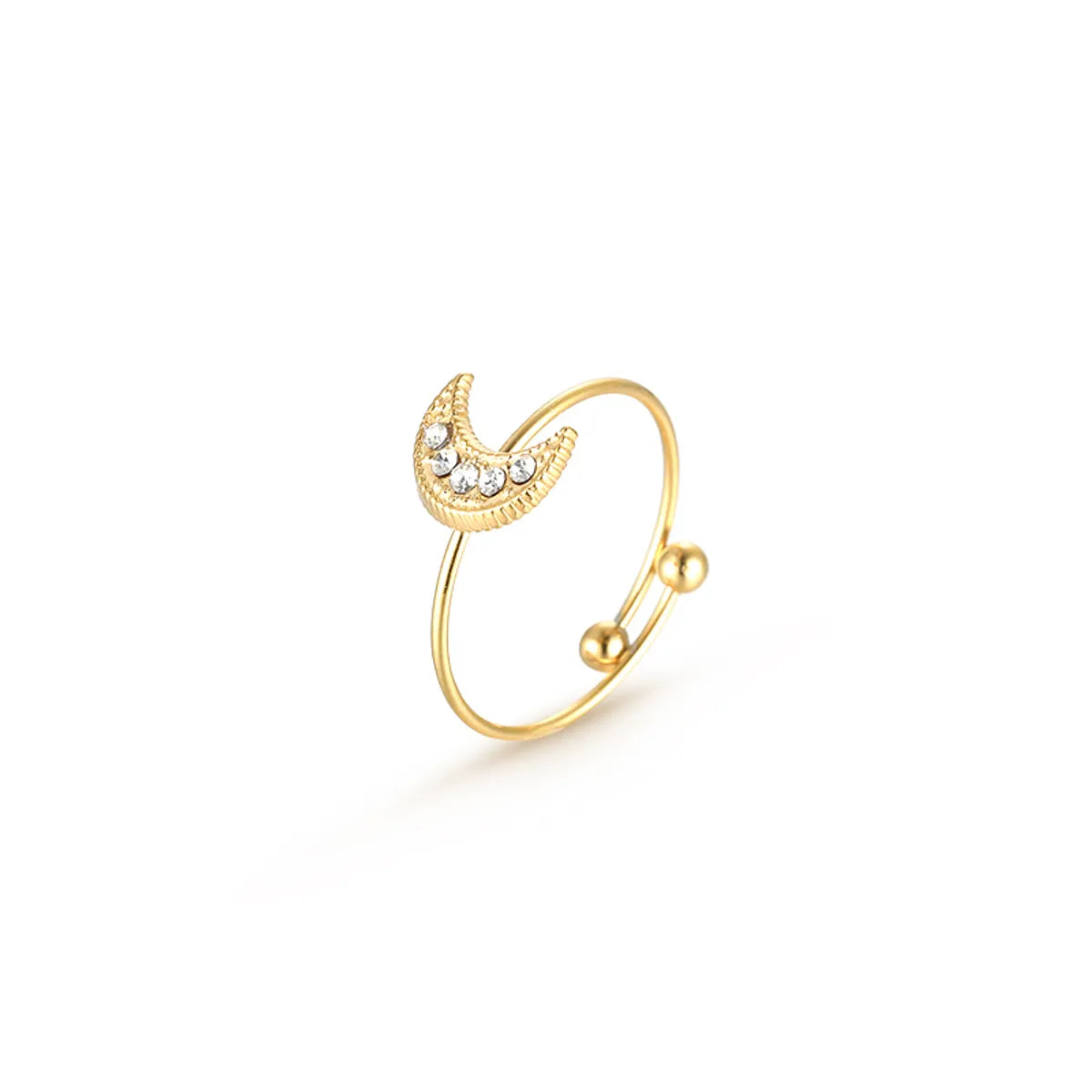 Simple Style Moon Stainless Steel Plating Inlay Zircon 18k Gold Plated Open Ring