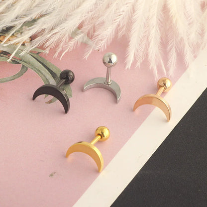 Simple Style Moon Stainless Steel Metal Ear Studs 1 Piece