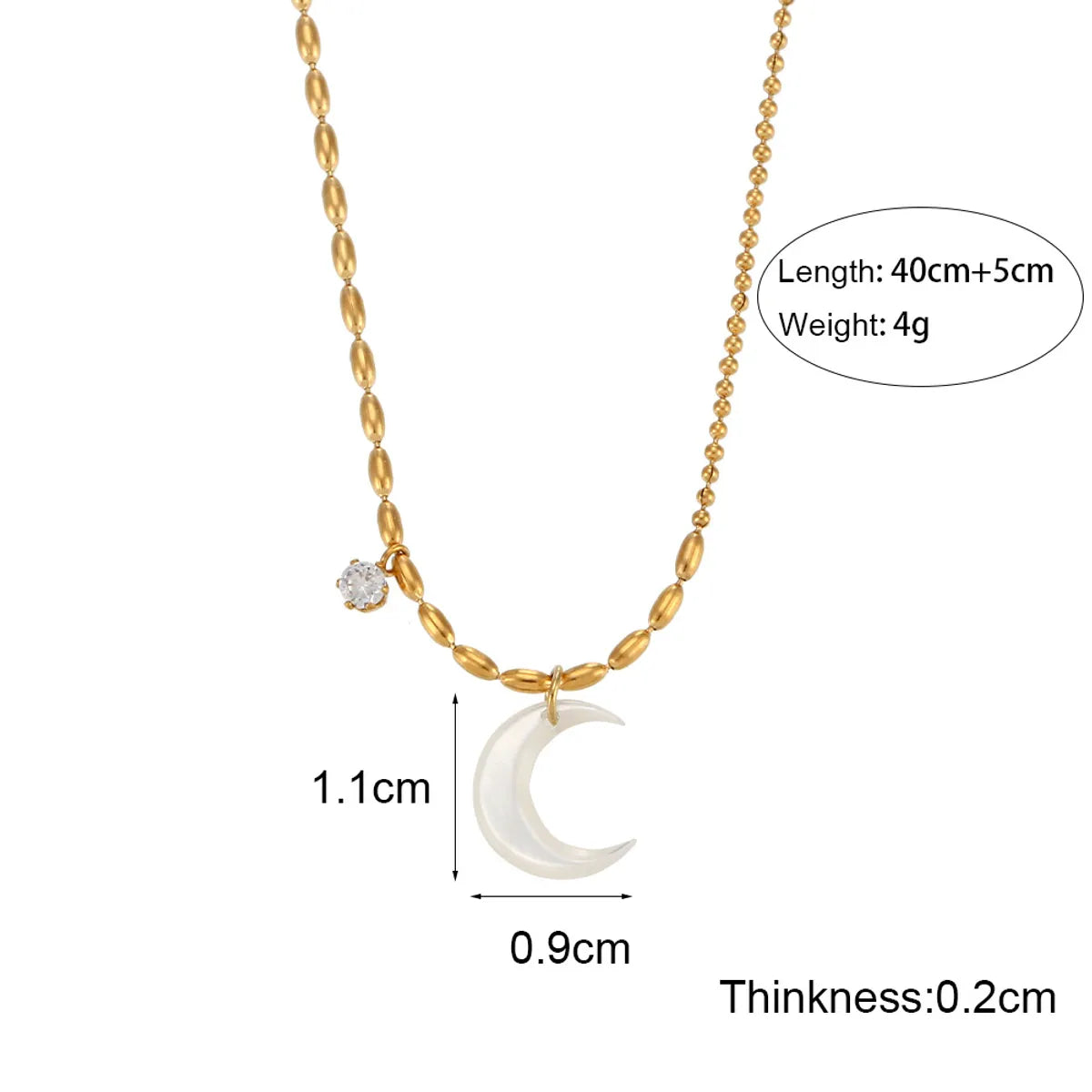 Simple Style Moon Stainless Steel Necklace Inlaid Shell Stainless Steel Necklaces