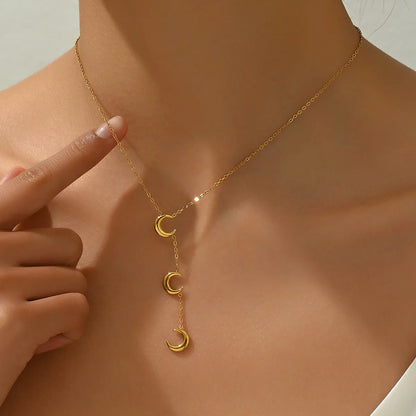 Simple Style Moon Stainless Steel Plating 14k Gold Plated Necklace