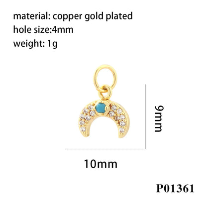 Simple Style Moon Starfish Eye Copper Plating Inlay Zircon 18k Gold Plated Charms