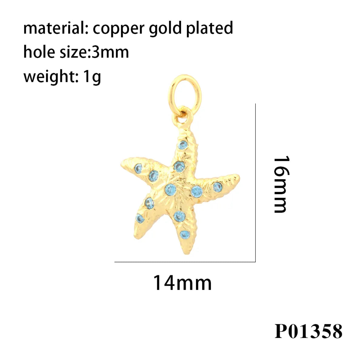 Simple Style Moon Starfish Eye Copper Plating Inlay Zircon 18k Gold Plated Charms