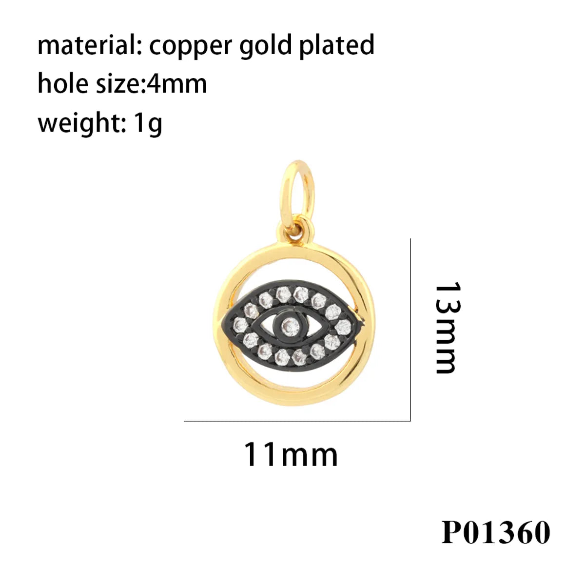 Simple Style Moon Starfish Eye Copper Plating Inlay Zircon 18k Gold Plated Charms