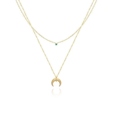 Simple Style Moon Titanium Steel 18k Gold Plated Layered Necklaces