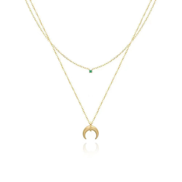 Simple Style Moon Titanium Steel 18k Gold Plated Layered Necklaces