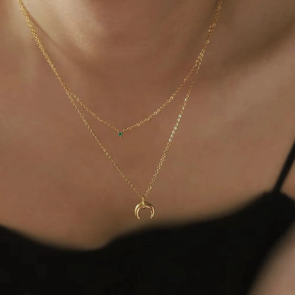 Simple Style Moon Titanium Steel 18k Gold Plated Layered Necklaces