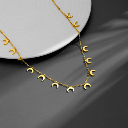 Titanium Steel 18K Gold Plated Simple Style Plating Moon Necklace