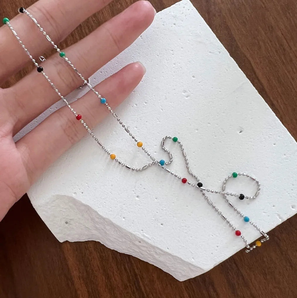 Simple Style Multicolor Sterling Silver Enamel Plating Necklace