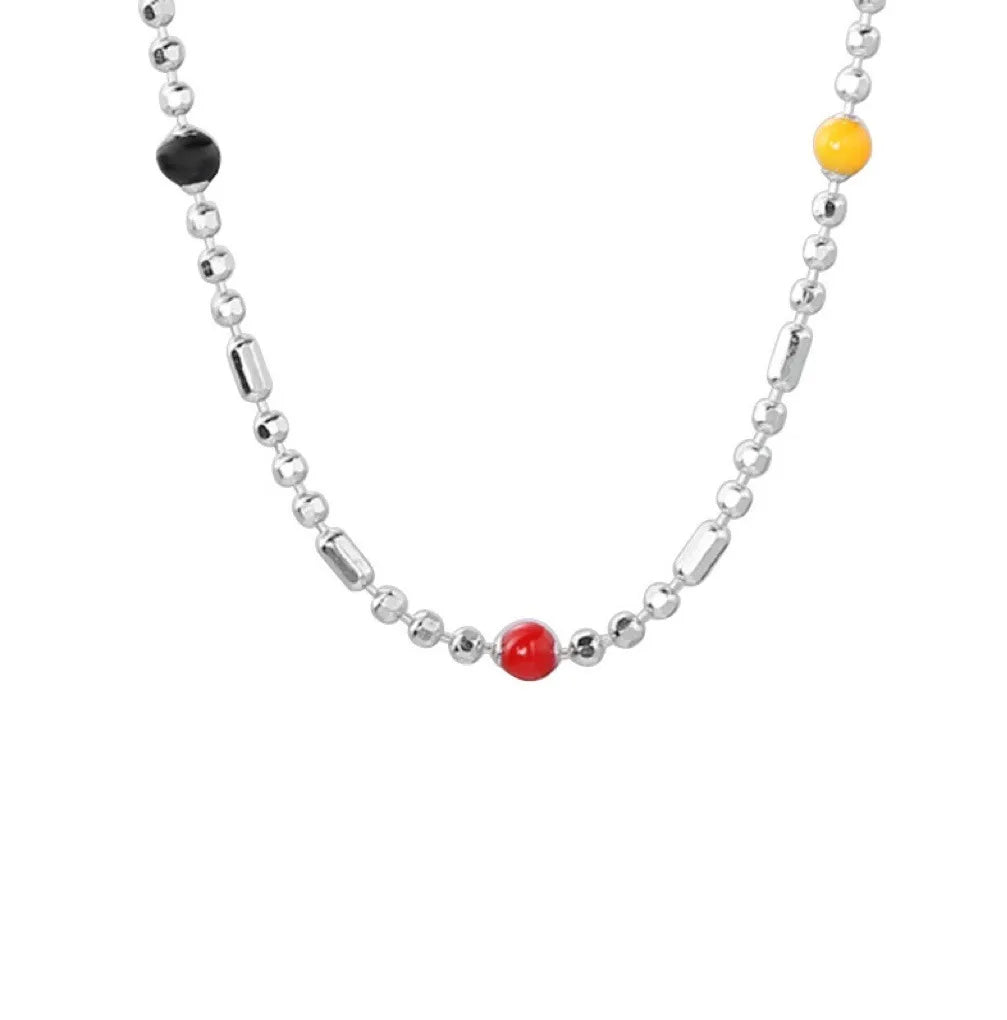 Simple Style Multicolor Sterling Silver Enamel Plating Necklace