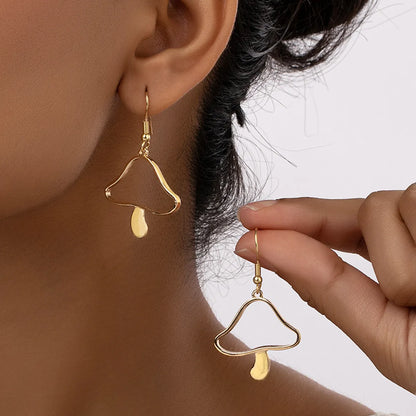 1 Pair Simple Style Mushroom Plating Alloy Drop Earrings