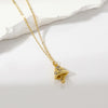 Simple Style Mushroom Stainless Steel Copper Plating Inlay Zircon Gold Plated Pendant Necklace