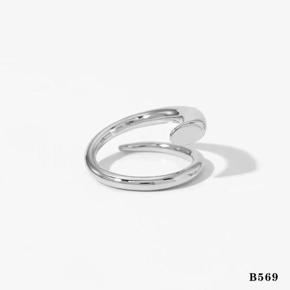 Simple Style Niche Design Irregular Opening Adjustable Women's Ring In 316 Stainless Steel With Geometric Shape And Electroplating