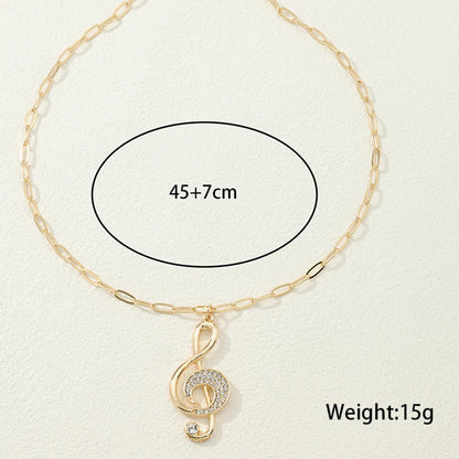 Simple Style Notes Alloy Zinc Alloy Inlay Zircon Women's Pendant Necklace