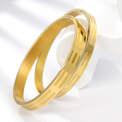 Simple Style Number Stainless Steel Plating Bangle 1 Set