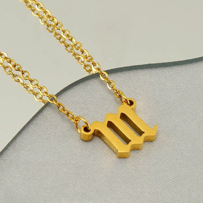 Simple Style Number Stainless Steel Titanium Steel Plating Pendant Necklace