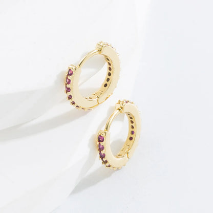 Simple Style O-shape Inlaid Zircon Copper Gold Plated Earrings