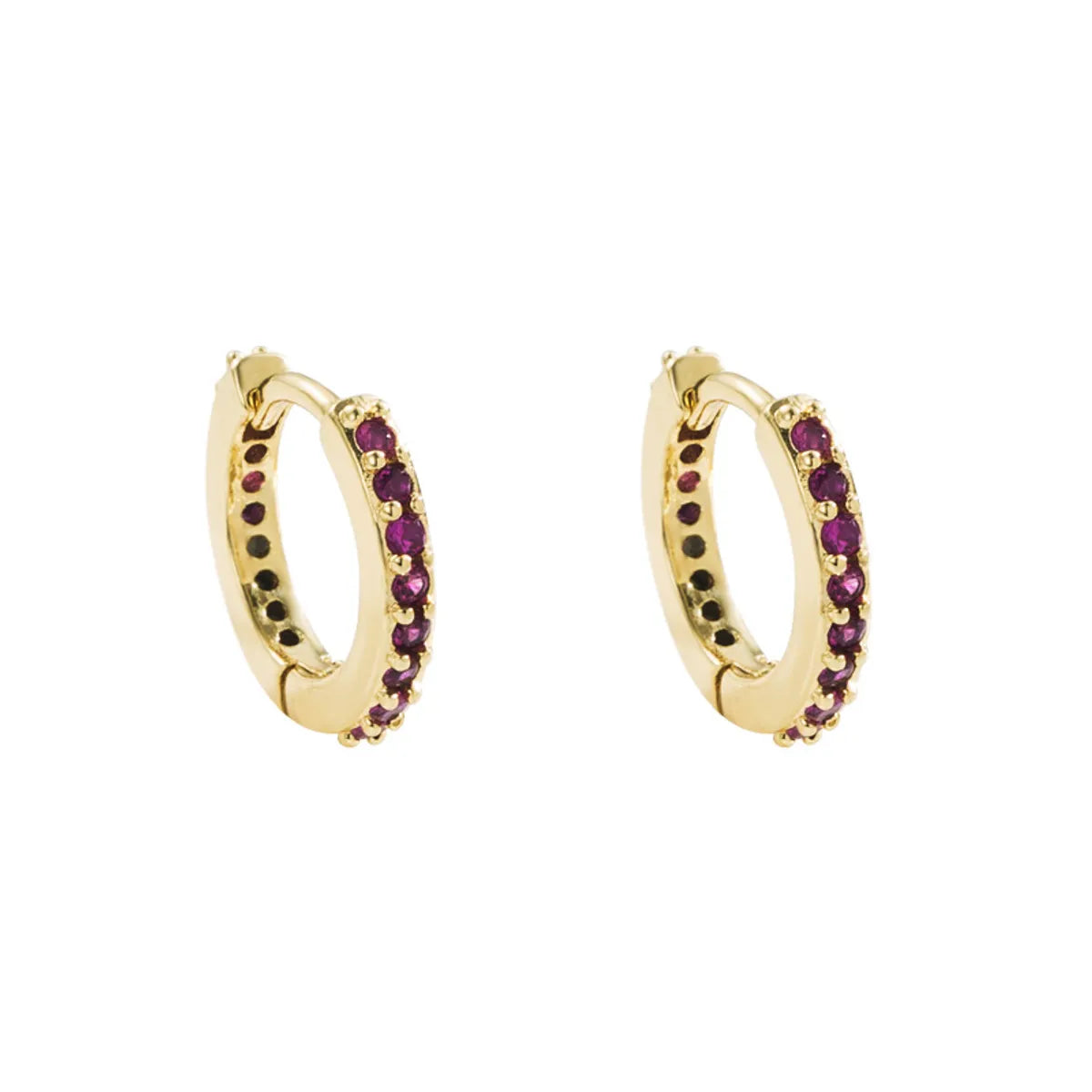 Simple Style O-shape Inlaid Zircon Copper Gold Plated Earrings