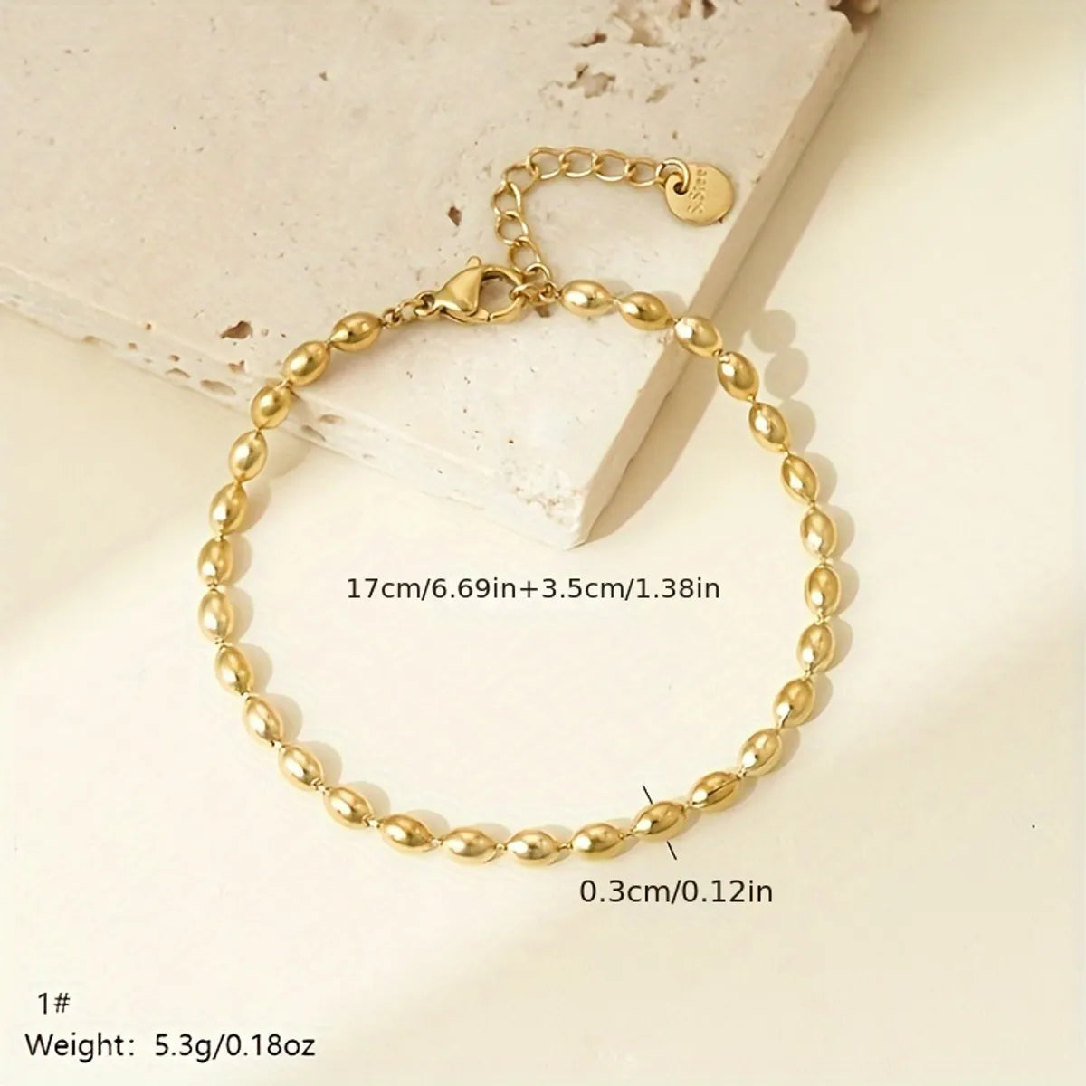 Simple Style Oval 304 Stainless Steel 14K Gold Plated Bracelets In Bulk