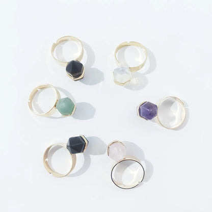 Simple Style Oval Crystal Patchwork Open Ring 1 Piece