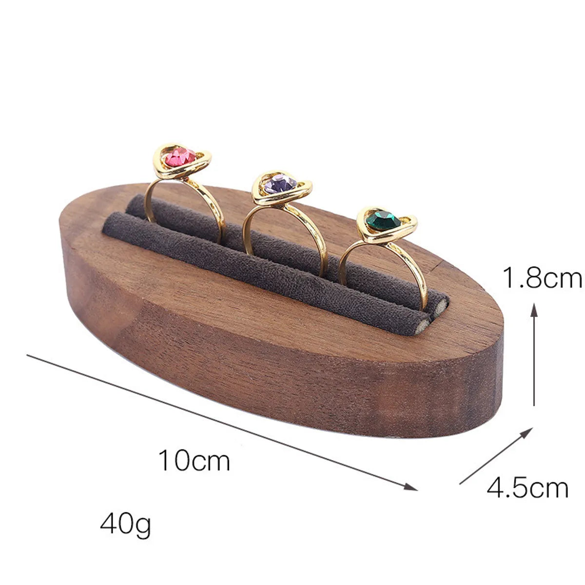 Simple Style Oval Solid Wood Flannel Jewelry Display