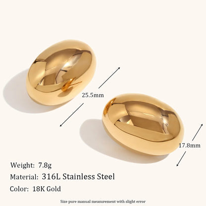 Simple Style Oval Stainless Steel Ear Studs 1 Pair