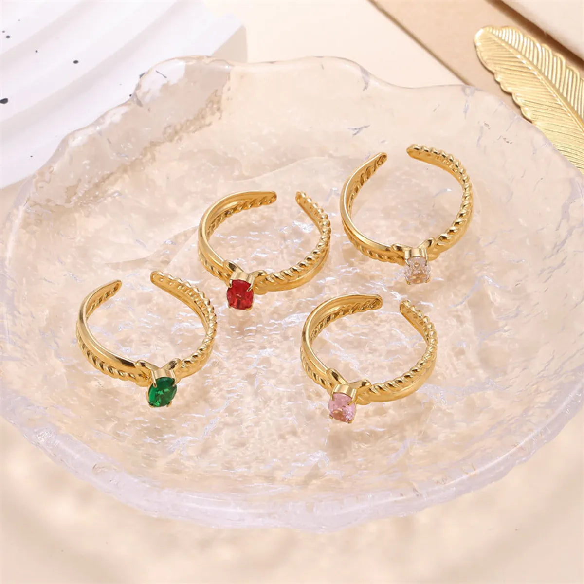 Simple Style Oval Stainless Steel Inlay Zircon Rings