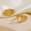 Simple Style Oval Stainless Steel Plating 18k Gold Plated Open Rings