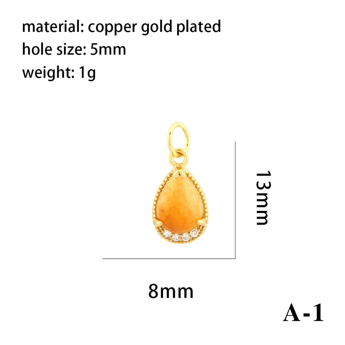 Simple Style Oval Water Droplets Heart Shape Stone Copper Plating Inlay Zircon 18k Gold Plated Charms