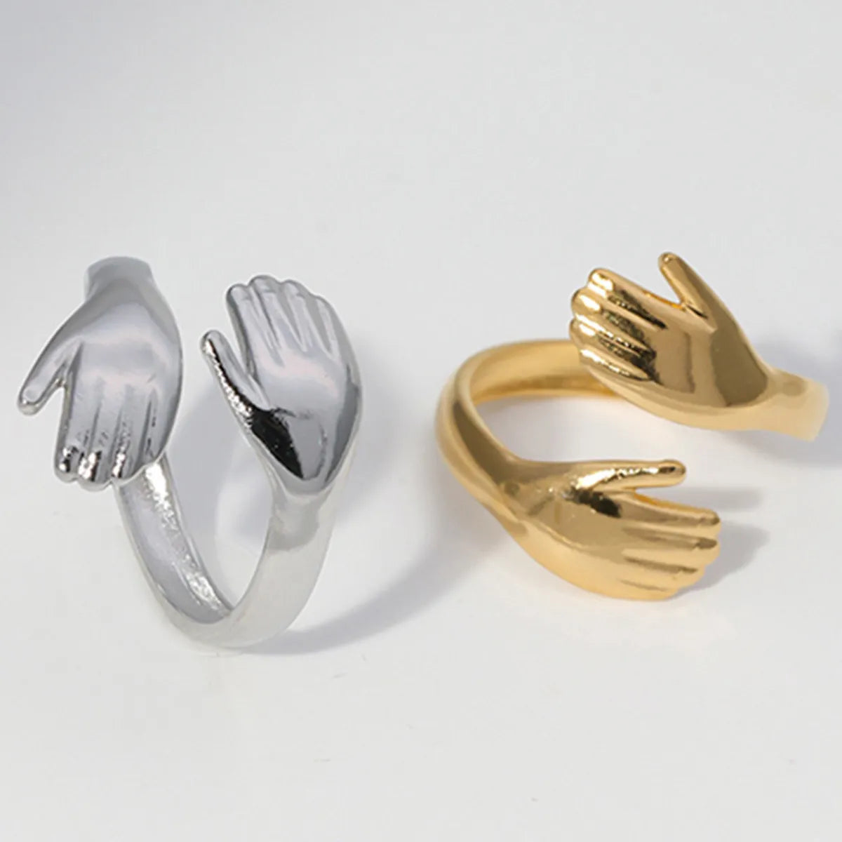 Wholesale Jewelry Simple Style Palm 304 Stainless Steel 18K Gold Plated Asymmetrical Open Ring