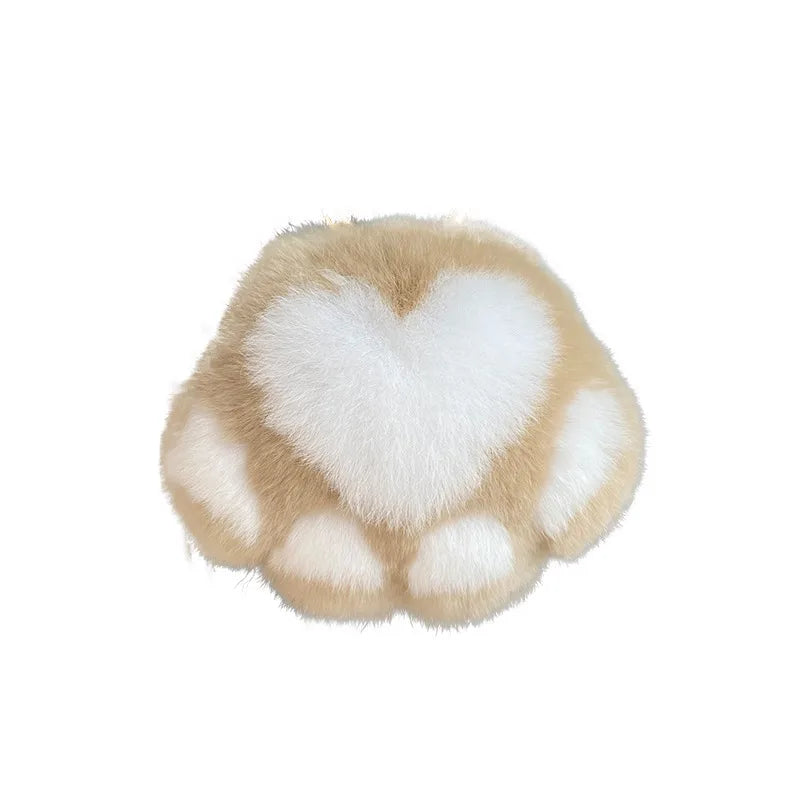 Simple Style Paw Print Rex Rabbit Fur Bag Pendant Keychain