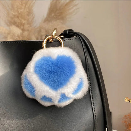 Simple Style Paw Print Rex Rabbit Fur Bag Pendant Keychain