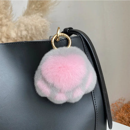 Simple Style Paw Print Rex Rabbit Fur Bag Pendant Keychain