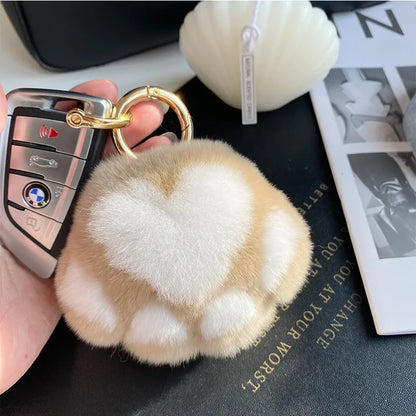 Simple Style Paw Print Rex Rabbit Fur Bag Pendant Keychain