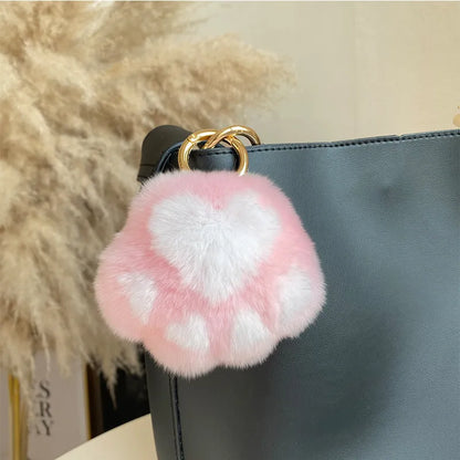 Simple Style Paw Print Rex Rabbit Fur Bag Pendant Keychain