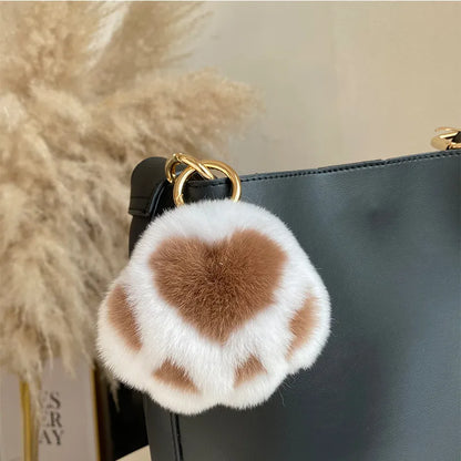 Simple Style Paw Print Rex Rabbit Fur Bag Pendant Keychain