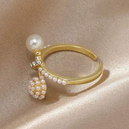 Simple Style Pearl Alloy Pearl Unisex Open Rings