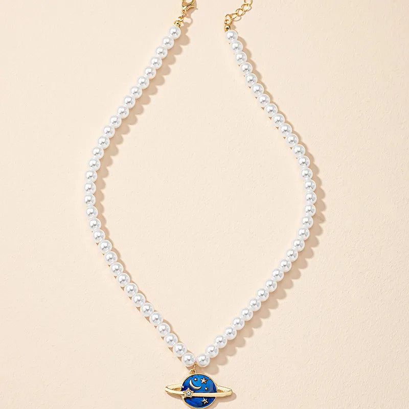 Simple Style Pearl Mixed Materials Pearl Pendant Necklace