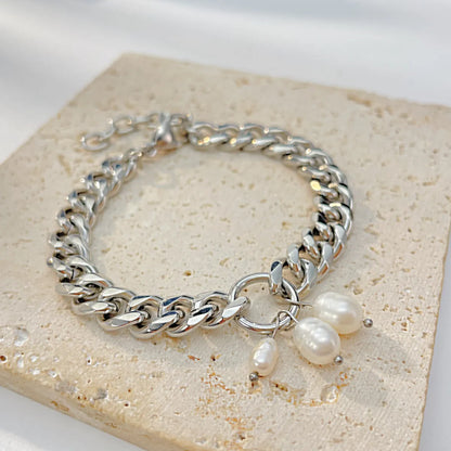 Simple Style Pearl Stainless Steel Titanium Steel Bracelets