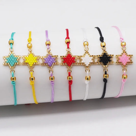 Simple Style Pentagram Glass Handmade Women'S Bracelets