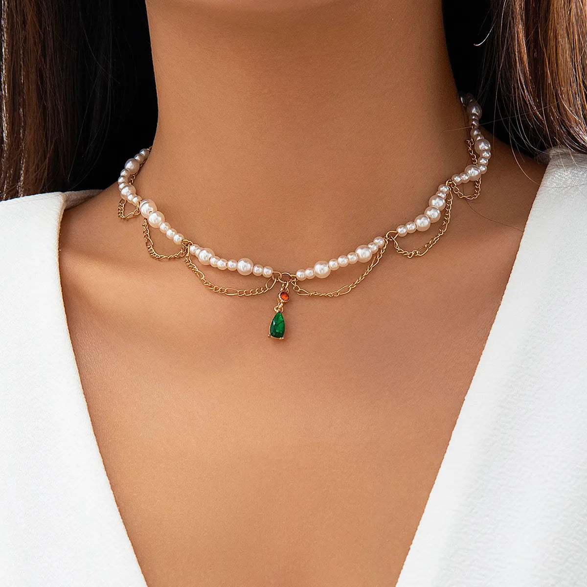 Simple Style Petal Imitation Pearl Women's Layered Necklaces