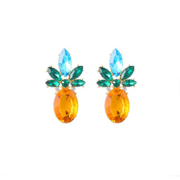 Simple Style Pineapple Alloy Inlay Rhinestones Women's Ear Studs 1 Pair