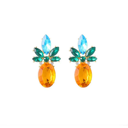 Simple Style Pineapple Alloy Inlay Rhinestones Women's Ear Studs 1 Pair