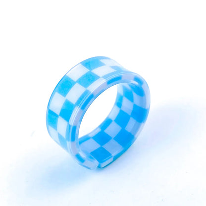 Simple Style Plaid Resin Enamel Women'S Rings